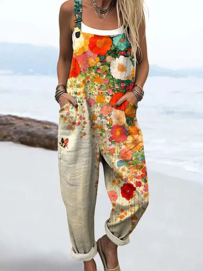 Lina® | Vintage Floral Jumpsuit Γυναικών - Αβίαστο Στυλ & Άνεση Όλη Μέρα